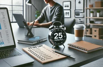 modern workspace with a timer set